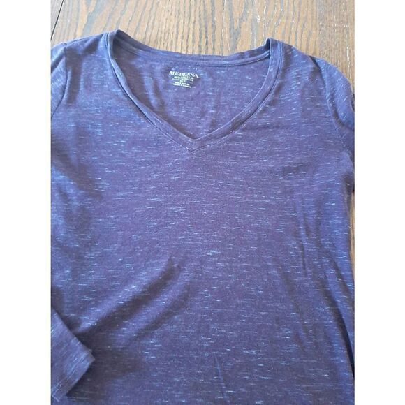 Small Petite Merona Plum Purple Grey Long Sleeve Utimate Tee T-Shirt Top Cotton - Picture 2 of 3